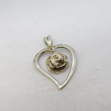 Sterling Silver Sweetheart with a Rose Charm Pendant Vintage c1970