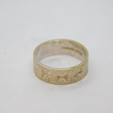 Sterling Silver Starburst Pattern Etched Band Wedding Ring Vintage 1979 Size L