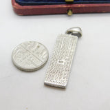 Sterling Silver Onyx & Pearl Set Drop Charm Pendant Vintage c1970