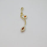 Sterling Silver Baltic Amber Leaf Form Drop Charm Pendant Contemporary c1990s