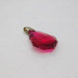 Sterling Silver Raspberry Pink Crystal Peardrop Charm Pendant Vintage c1970s