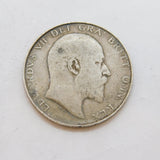 King Edward VII .925 Silver Half Crown Coin Antique 1907 Fine Condition
