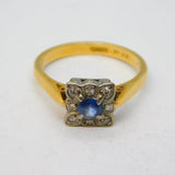 20th Century 18ct Gold, Diamond & Sapphire Floral Dress Ring Antique c1930s
