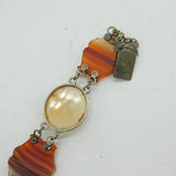 19th Century Scottish Sterling Silver & Agate Panel Bracelet Antique c1860s