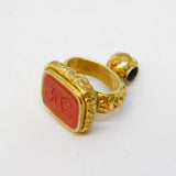 George III 9ct Gold Cased Carnelian 'JA' Monogram Seal Fob Antique c1820