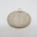 Sterling Silver Queen Victoria Shilling Coin Charm Pendant Antique 1887