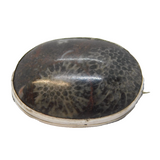 Sterling Silver Mounted Fossiled Leaf Brooch Pin Vintage c1970s