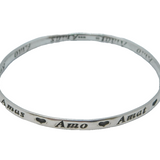Sterling Silver Latin 'Amo, Amas, Amat' Sweetheart Bangle Bracelet Vintage 1998