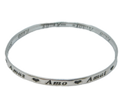 Sterling Silver Latin 'Amo, Amas, Amat' Sweetheart Bangle Bracelet Vintage 1998