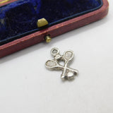Sterling Silver Crossed Tennis Rackets Charm Pendant Vintage c1970