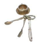 Sterling Silver Breakfast Charm Pendant Vintage c1970