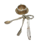 Sterling Silver Breakfast Charm Pendant Vintage c1970