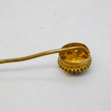 Victorian Gilt Metal & Purple-White Paste Floral Stick Pin Antique c1890s