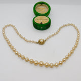 Sterling Silver Gilt Clasp Graduating Simulated Pearl Necklace Vintage c1980