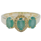 Sterling Silver Chalcedony & White Sapphire Dress Ring Vintage c1970 Size O 1/2