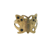 Sterling Silver & Enamel Butterfly Adjustable Band Ring Vintage c1970 Size I
