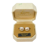 Lotus Boxed Gold on Sterling Silver Simulated Pearl Clip-On Earrings Vintage