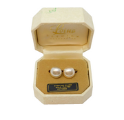 Lotus Boxed Gold on Sterling Silver Simulated Pearl Clip-On Earrings Vintage