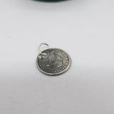 Victorian Sterling Silver 1 1/2 Pence Coin Charm Pendant Antique 1860