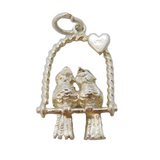 Sterling Silver Love Birds Charm Pendant Vintage c1970