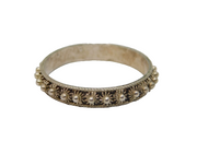 950 Silver Flower Repeat Pattern Dress Band Ring Vintage c1970 Size O