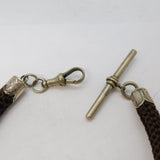 Victorian Sterling Silver Mounted Hairwork Mourning Watch Chain Antique c1860