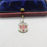 Sterling Silver and Enamel Seefeld Travel Shield Charm Pendant Vintage c1970