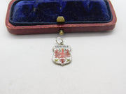 Sterling Silver and Enamel Seefeld Travel Shield Charm Pendant Vintage c1970