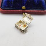 Sterling Silver Opening Treasure Chest Charm Pendant Vintage c1970