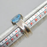 Sterling Silver Blue Topaz Wide Band Studio Style Ring Vintage c1970 Size P