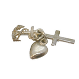 Sterling Silver Faith, Hope & Charity Charm Pendant Vintage c1970