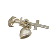Sterling Silver Faith, Hope & Charity Charm Pendant Vintage c1970