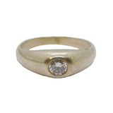 Sterling Silver White Topaz Brushed Band Studio Ring Vintage c1970 Size N 1/2
