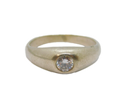 Sterling Silver White Topaz Brushed Band Studio Ring Vintage c1970 Size N 1/2
