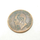 Italian King Vittorio Emanuele II 5 Centesimi Coin Antique 1861 Victorian
