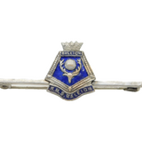 WWII Sterling Silver & Enamel HMS Raleigh Naval Sweetheart Brooch Antique
