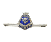 WWII Sterling Silver & Enamel HMS Raleigh Naval Sweetheart Brooch Antique