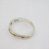 Sterling Silver 3 Stone CZ Set Wave Pattern Band Ring Vintage c1970 Size P 1/2