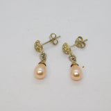 Pair of Sterling Silver Pearly Peardrop & Crystal Stud Earrings Modern c1990