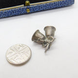 Sterling Silver Pair of Wedding Bells Charm Pendant Vintage c1970