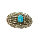 Silver Plated Egyptian Scarab Beetle Form Souvenir Brooch Antique c1930