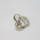 Sterling Silver Textured Entwined Hearts Modern Charm Pendant Vintage c2000