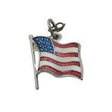 Sterling Silver Enamel USA Flag Charm Pendant Vintage c1970