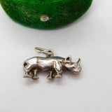 Sterling Silver Rhino Charm Pendant Vintage c1970
