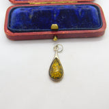Sterling Silver and Green Amber Charm Pendant Vintage c1970
