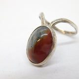 Studio Sterling Silver Cabochon Moss Agate Statement Ring Vintage c1980