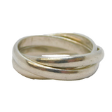 Sterling Silver Triple-Band Trinity Wedding Ring Vintage c1970s