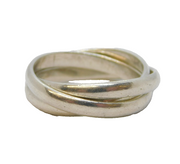 Sterling Silver Triple-Band Trinity Wedding Ring Vintage c1970s