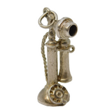 Sterling Silver Telephone Charm Pendant Vintage c1970