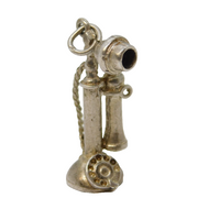 Sterling Silver Telephone Charm Pendant Vintage c1970